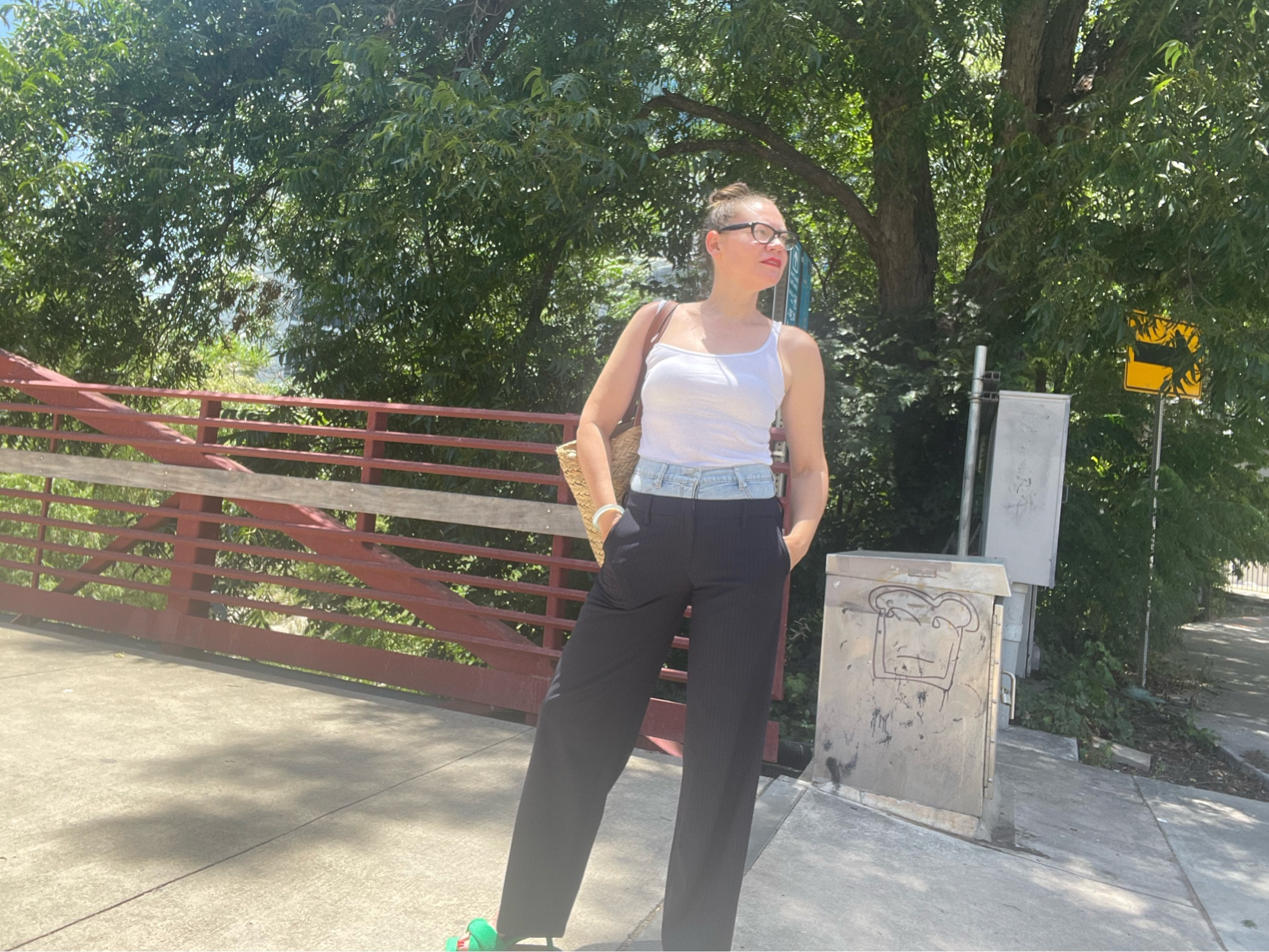 I’ve never had to wear a suit to work- but always had a thing for suits. So these combo jeans and pinstripe pants from @simkhai? Heaven. Comfy. Flattering. Business and party- while staying chic! #investmentpiece 

#LTKStyleTip #LTKSeasonal #LTKOver40