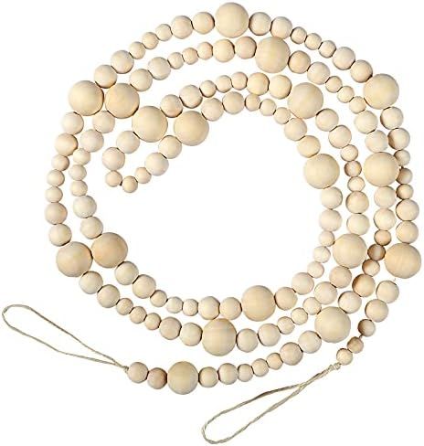 GWHOLE 7.2 Ft Christmas Wooden Bead Garland Natural Prayer Beads for Christmas Tree Decor, Table ... | Amazon (US)