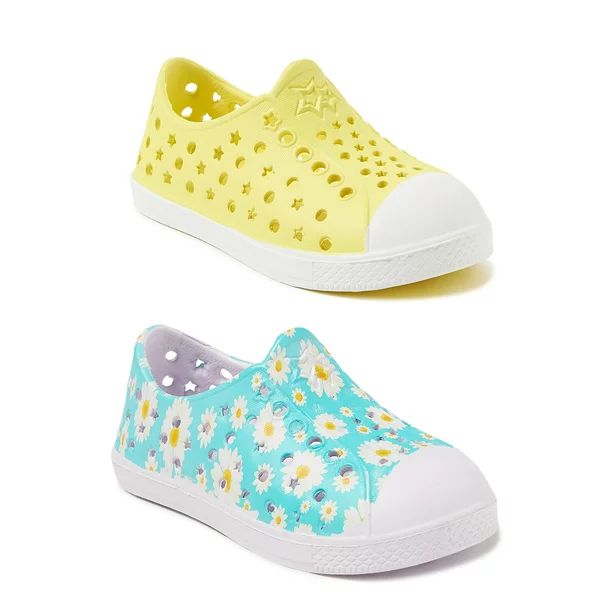 Wonder Nation Toddler Girls Yellow & Blue Daisy EVA Beach Water Sneakers, 2-Pack | Walmart (US)