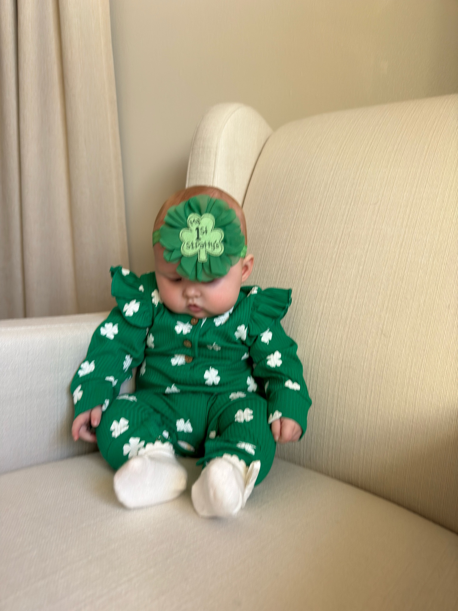 Baby girl St. Patrick’s Day outfit ruffle ribbed romper four leaf clover jumpsuit headband 🌈

#LTKkids #LTKSeasonal #LTKbaby