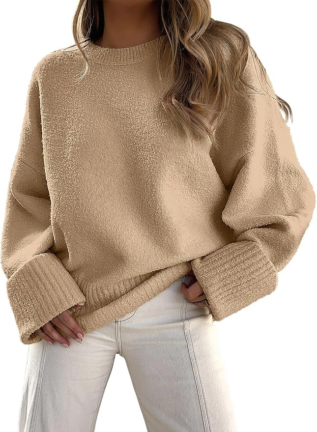 ANRABESS Women's Oversized Sweaters 2025 Long Sleeve Fuzzy Knit Casual Chunky Pullover Sweater Fa... | Amazon (US)