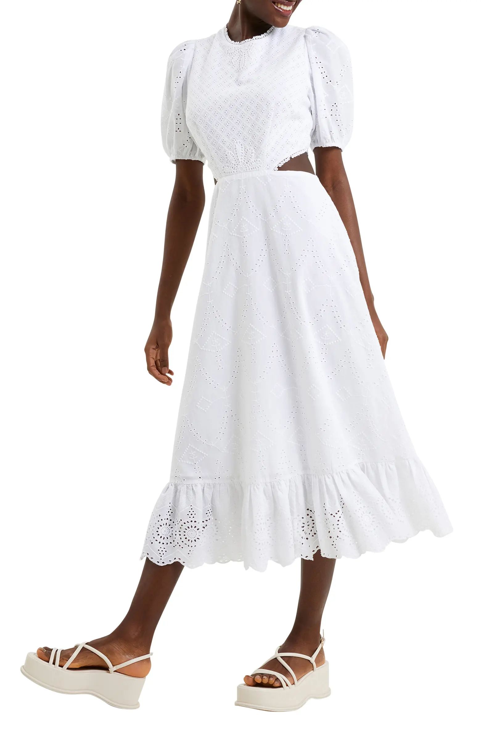 Esse Eyelet Embroidered Cutout Cotton Dress | Nordstrom Rack