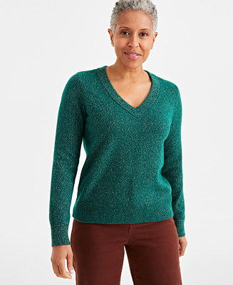 Style & Co Women's Shine V-Neck Pullover Sweater, Created for Macy's - Macy's | Macy's