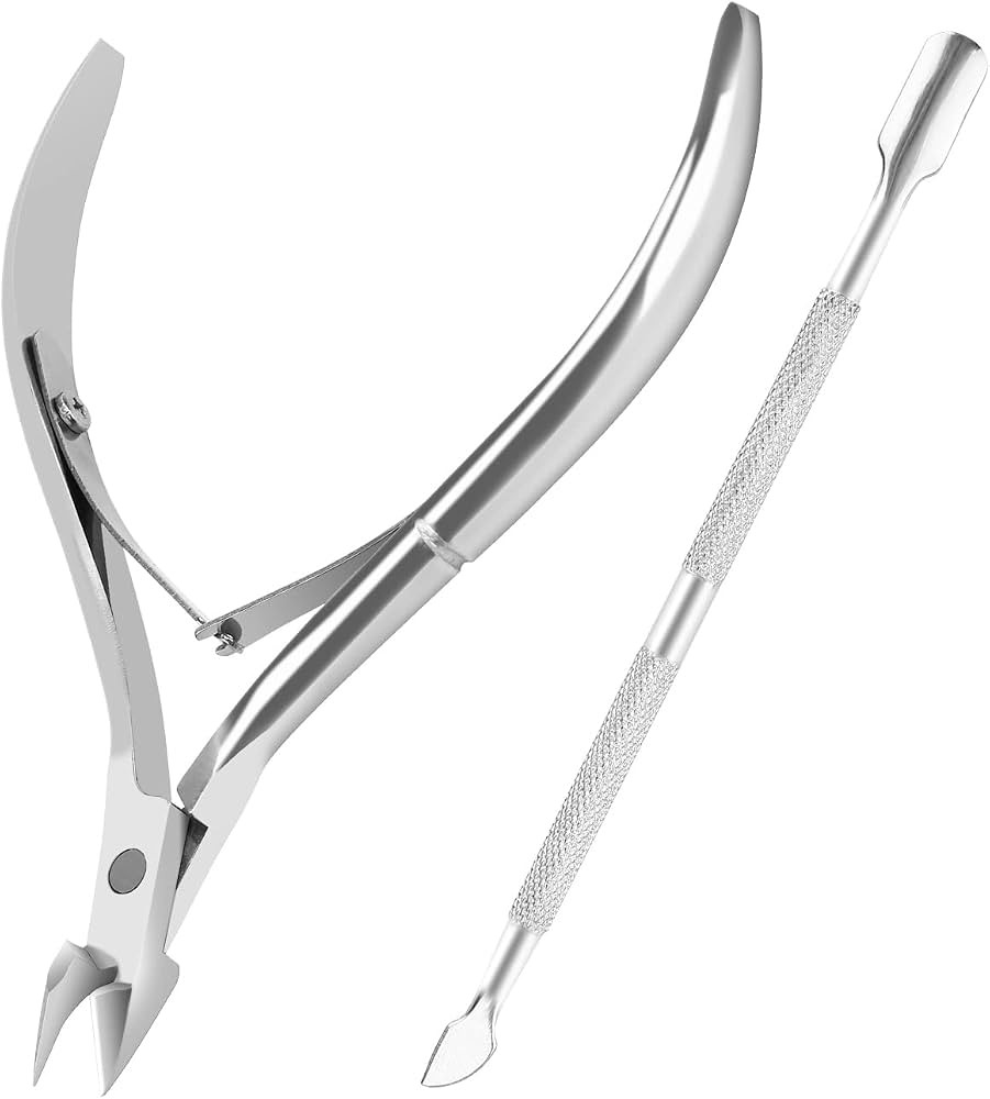 YLYL Metal Nail Cuticle Trimmer with Cuticle Pusher and Cutter, 2 Pcs Professional Cuticle Remove... | Amazon (US)