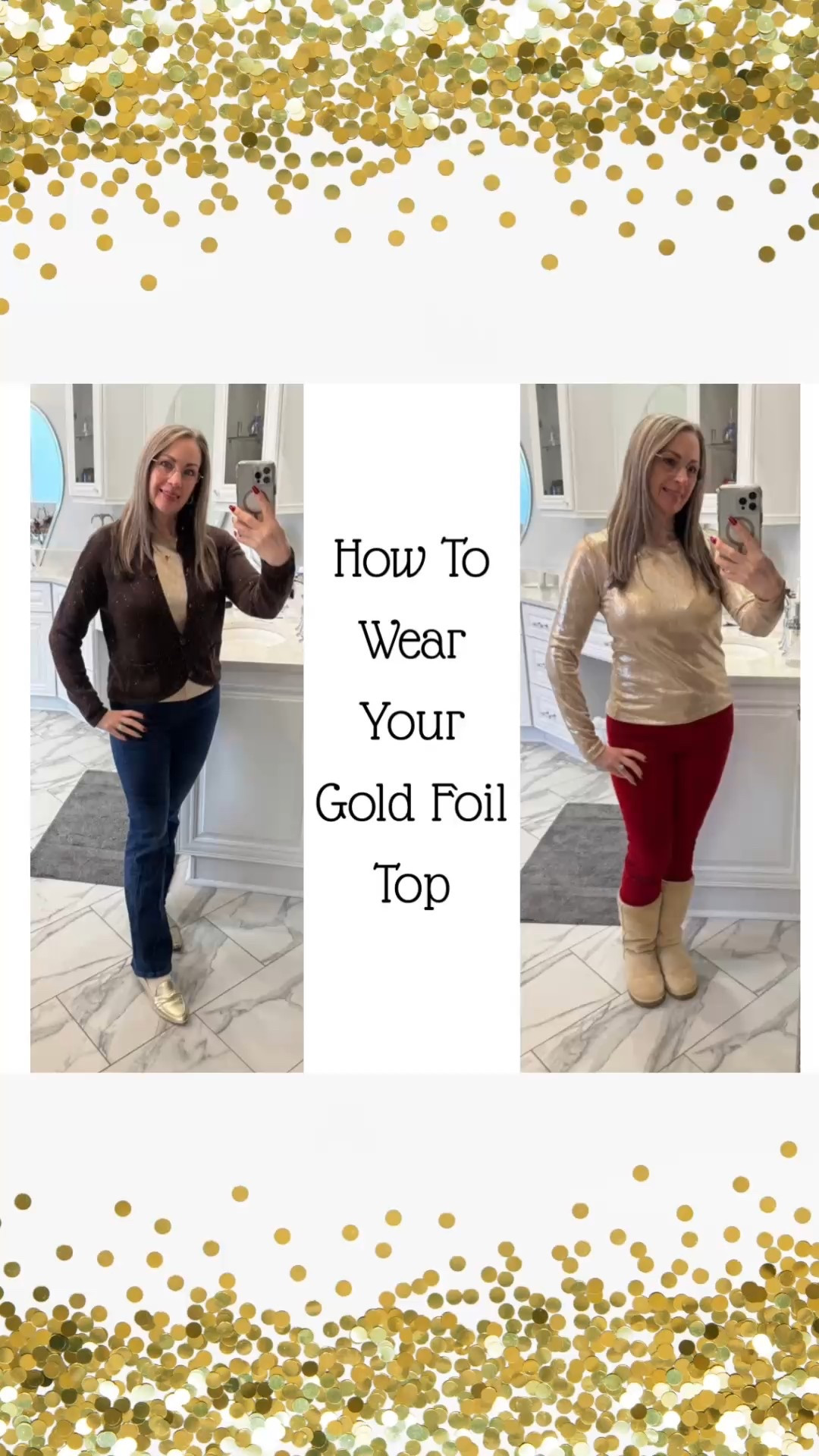 I was unsure about this top until I wore it. It’s soft and comfortable. Surprisingly, I love it dressed down with my cords and Uggs! Even with the whisper white poncho (tagged in tango red), it adds a little sparkle but keeps it casual. 
This top also comes in three other colors. I’ve tagged them for you 😊
#loft #uggs #holidayattire

#LTKCyberWeek #LTKGiftGuide #LTKHoliday