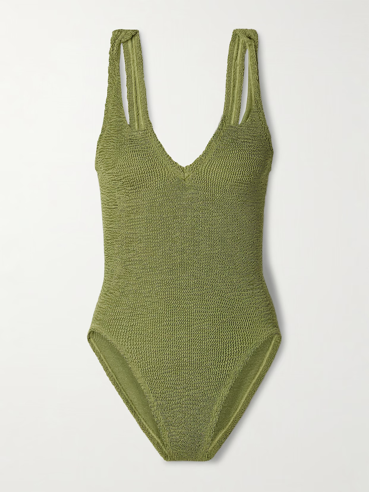 Hunza G - Sadie Seersucker Swimsuit - Green | NET-A-PORTER (US)