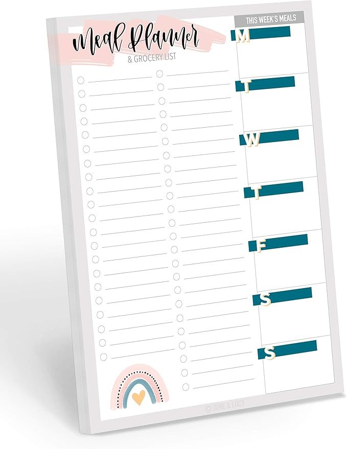 Meal Planner, Grocery List, Meal Planning Pad: 60 Removable Weekly Planner Pages for Family Meal ... | Amazon (US)