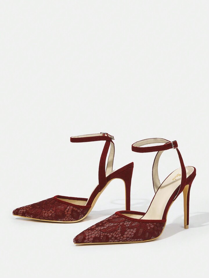 SHEIN Belle Women's Pointed Toe Ankle Strap Stiletto High Heel Pumps | SHEIN