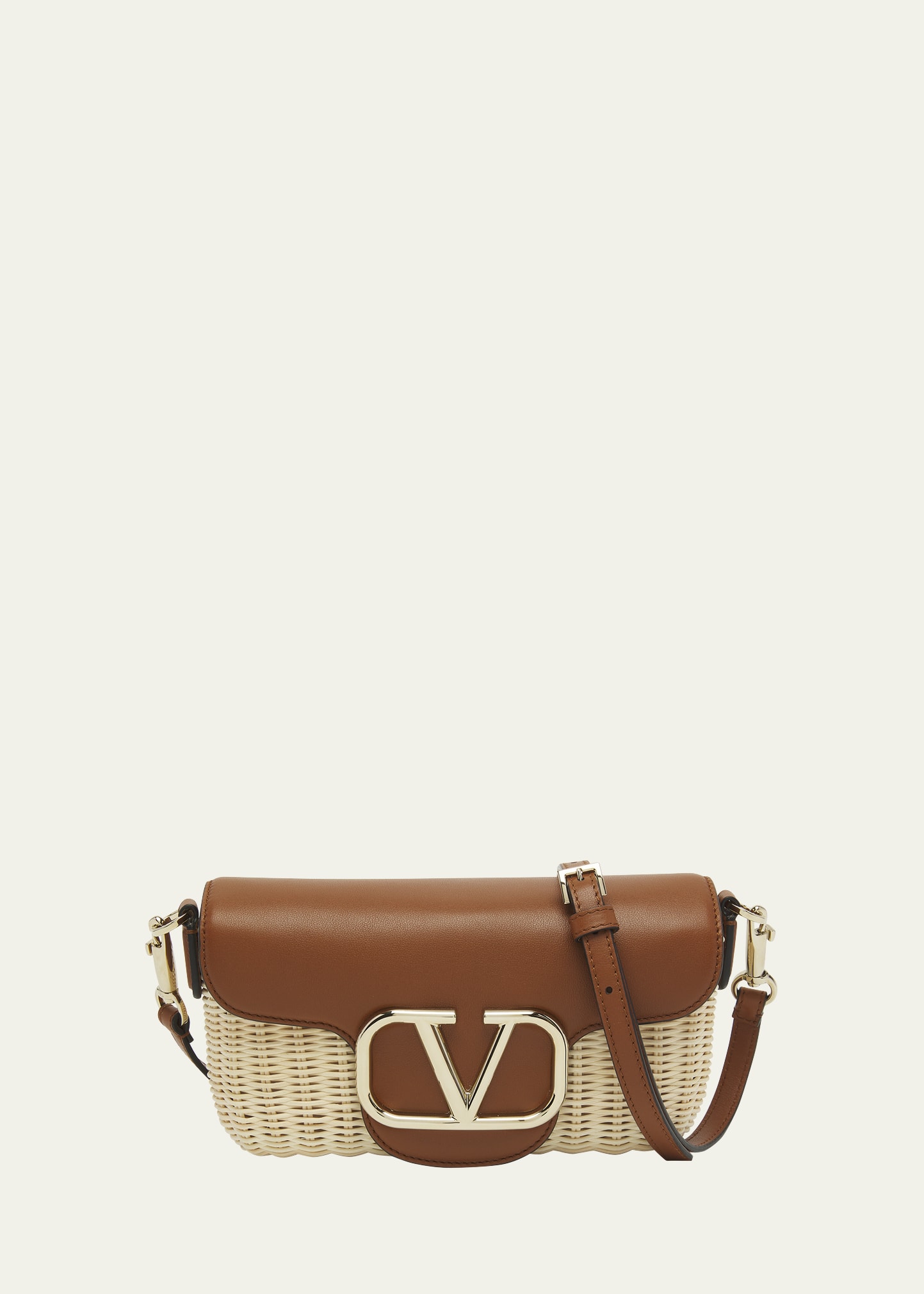 Valentino Garavani Loco VLOGO Flap Straw Shoulder Bag | Bergdorf Goodman