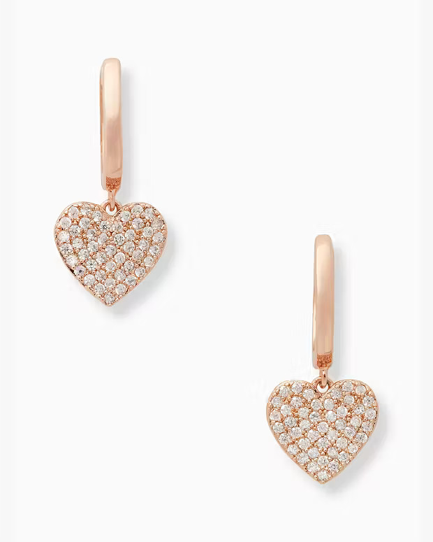 Yours Truly Pave Heart Drop Earrings | Kate Spade Outlet