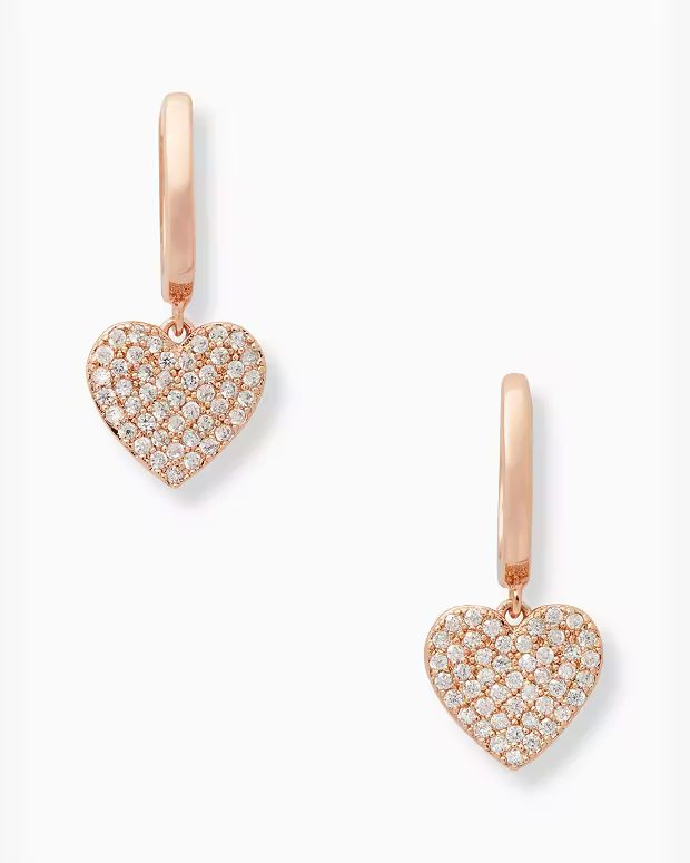 Yours Truly Pave Heart Drop Earrings | Kate Spade Outlet
