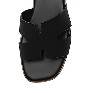 Rihero Women's Dressy Flat Sandals Comfortable Slip On Leather Slide Sandals | Amazon (US)