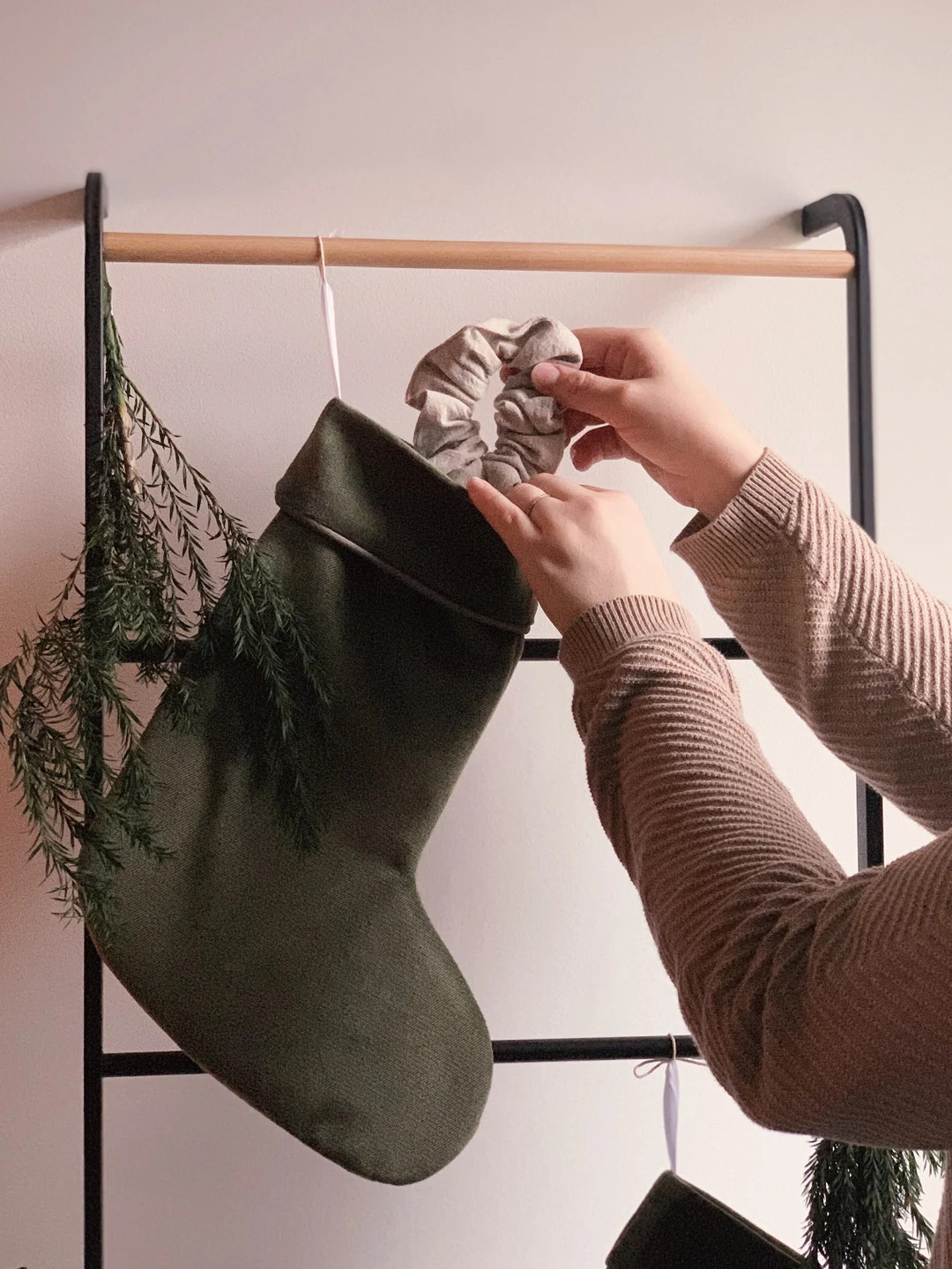 VELVET CHRISTMAS STOCKING / Green Eucalyptus Velvet / Family - Etsy | Etsy (US)