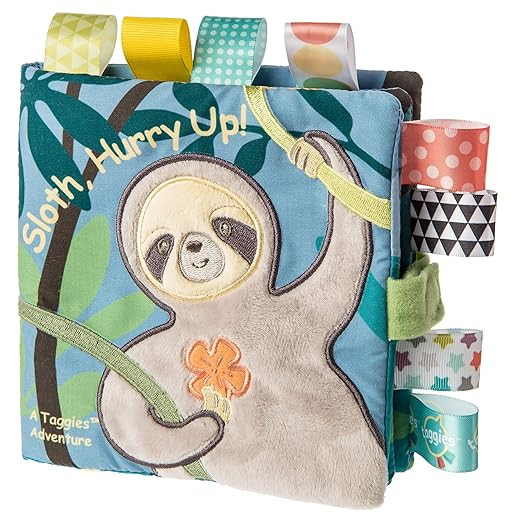 Taggies Touch & Feel Soft Cloth Book with Crinkle Paper & Squeaker, Molasses Sloth | Amazon (US)