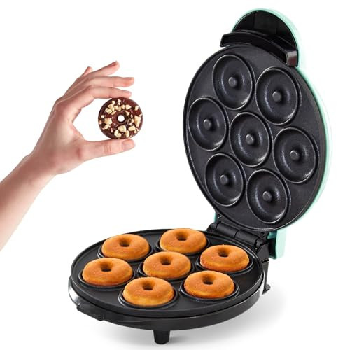 Dash Express Mini Donut Maker - Homemade Dessert Maker - Features Double-Sided, Non-Stick Surface & Space-Saving Design - Makes 7 - Aqua | Amazon (US)
