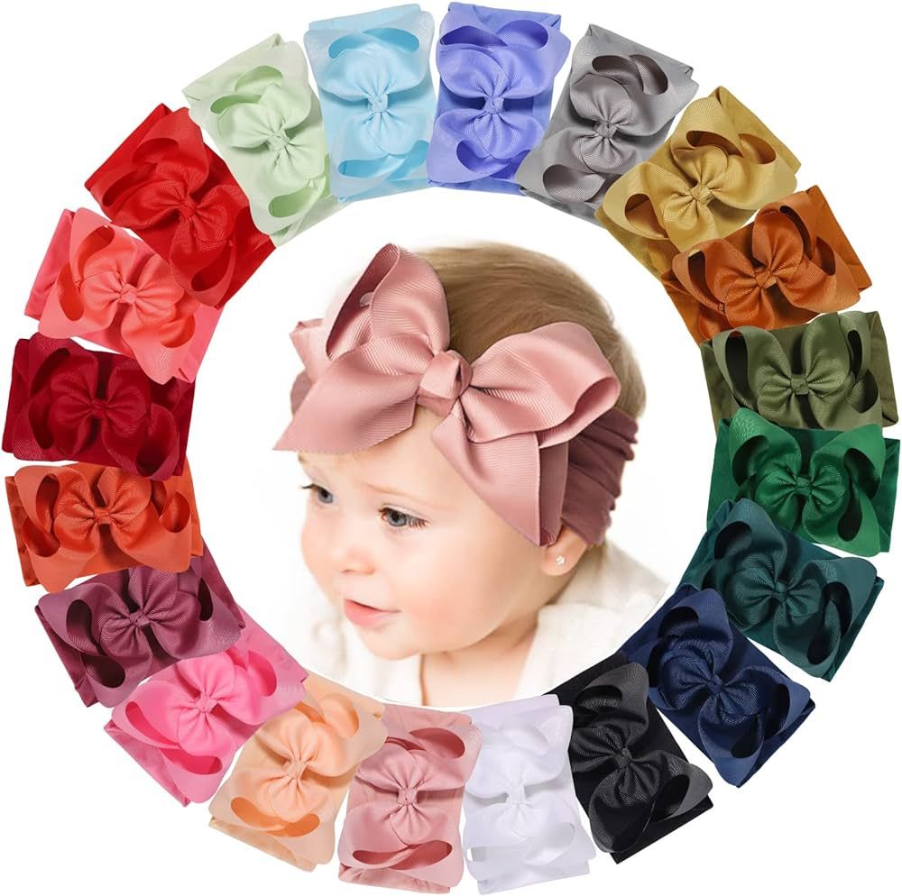 doboi Baby Headbands 20pcs Baby Girl Hair Bows Accessories Infant Newborn Toddler Baby Bows and N... | Amazon (US)