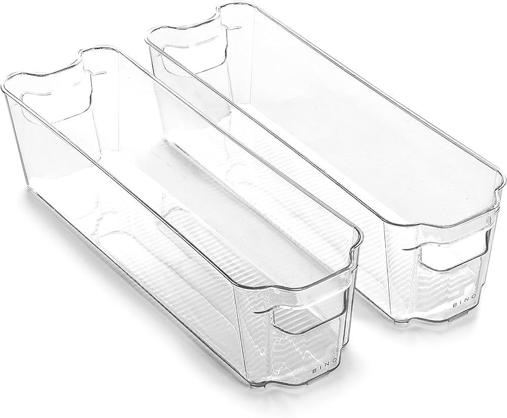 BINO | Stackable Storage Bins, Small - 2 Pack | THE STACKER COLLECTION | Clear Plastic | Built-In... | Amazon (US)