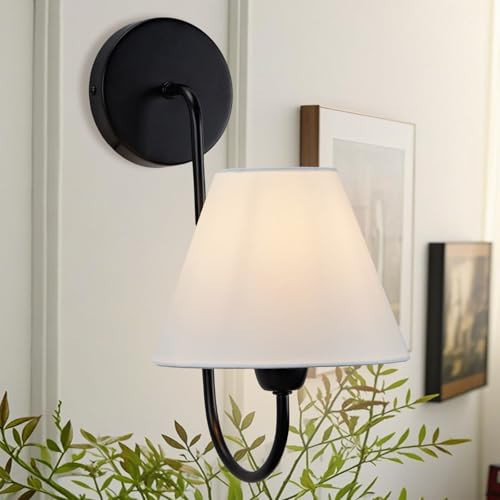 Vintage White Linen Wall Sconce, Retro Gooseneck Lamp with Antique Brass Pole, Elegant Lighting Fixture for Bedroom, Living Room, Home Decor, Stylish Retro Design | Amazon (CA)