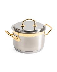 Made In Italy 3.8qt Stainless Steel Gold Plated Stockpot | TJ Maxx