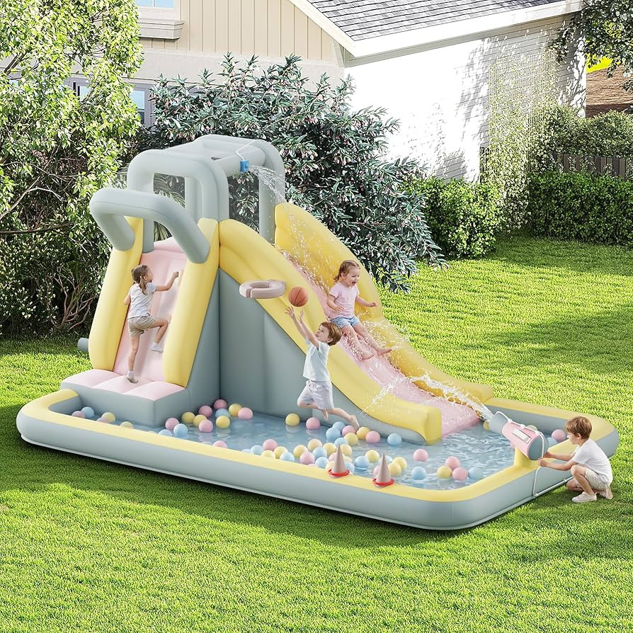 Albott Inflatable Bounce House, Water Slide with Jumping Area, Climbing Wall, Splash Pool and Wat... | Amazon (US)