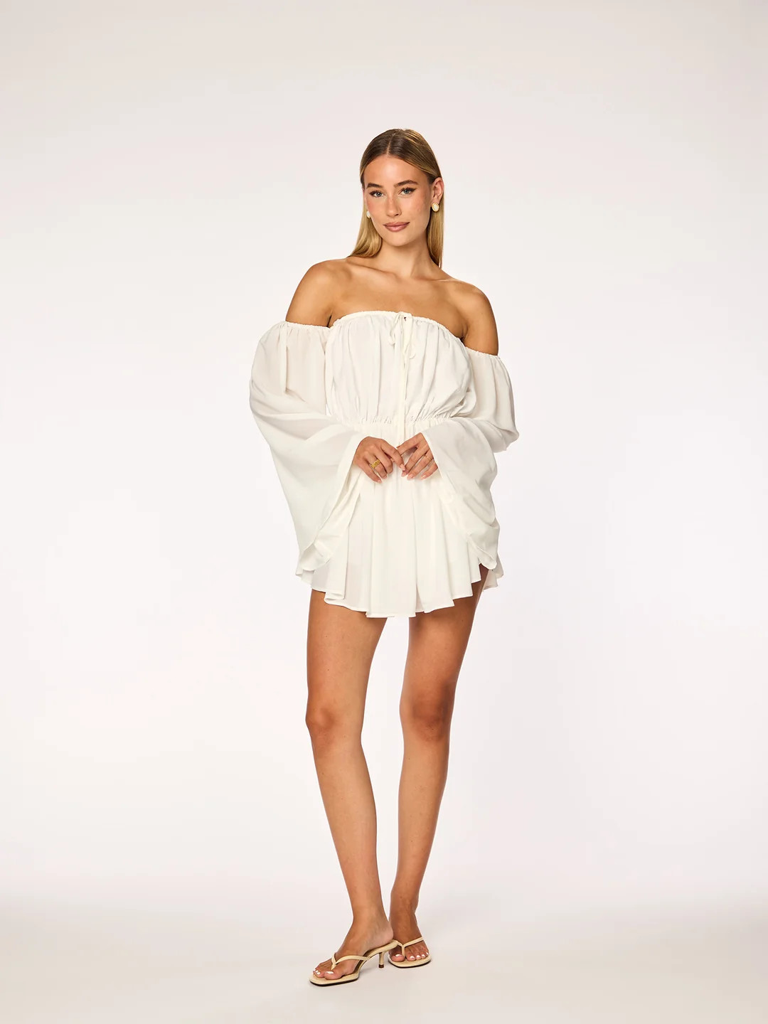 LIVA - Off Shoulder Playsuit \u2022 White | Ninety-9