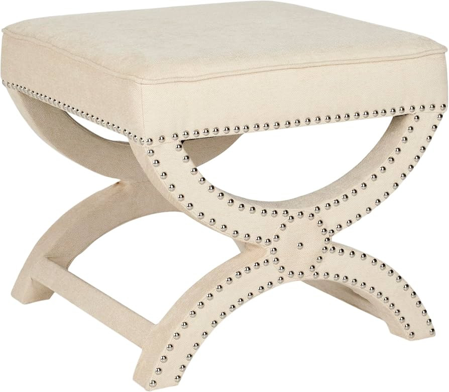 Safavieh MCR4645 Mystic Upholstered Ottoman Color: Cream | Amazon (US)