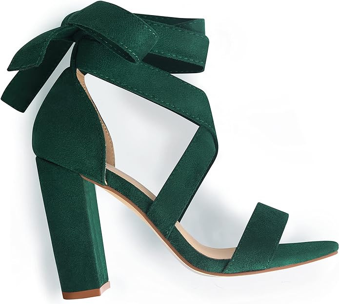 Strappy Heels for Women Chunky Heels High Heeled Sandals with Lace Up Fahsion Casual Nude Block H... | Amazon (US)