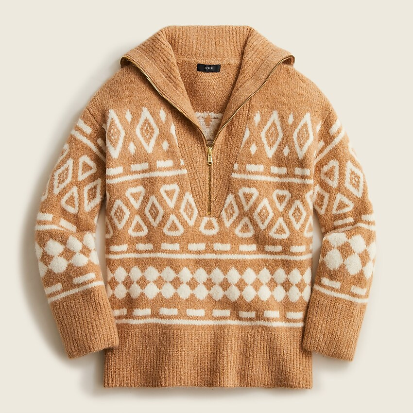 Relaxed half-zip sweater in geometric knit | J. Crew US