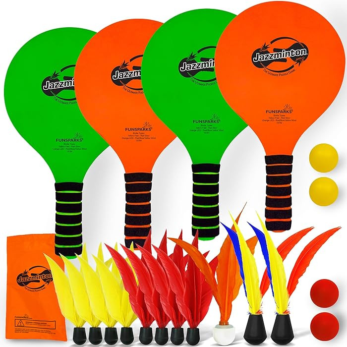 Jazzminton Paddle Game Select Double Badminton Set 4 Rackets - Beach Games for Kids Teens Adults ... | Amazon (US)