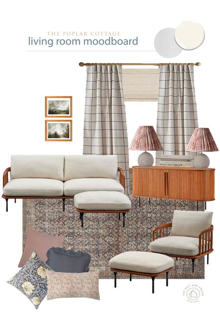 Poplar moodboard. Furniture is from Castlery’s Wayne collection + Harper sideboard