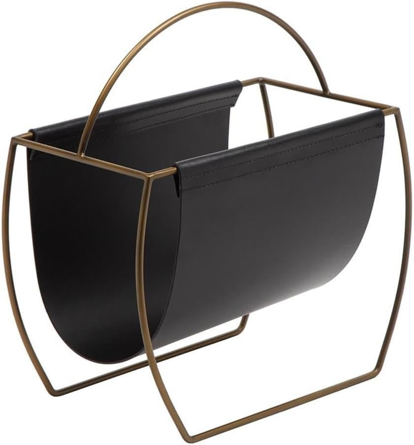 American Home Classic Blake Modern Metal and PU Magazine Rack in Black | Amazon (US)