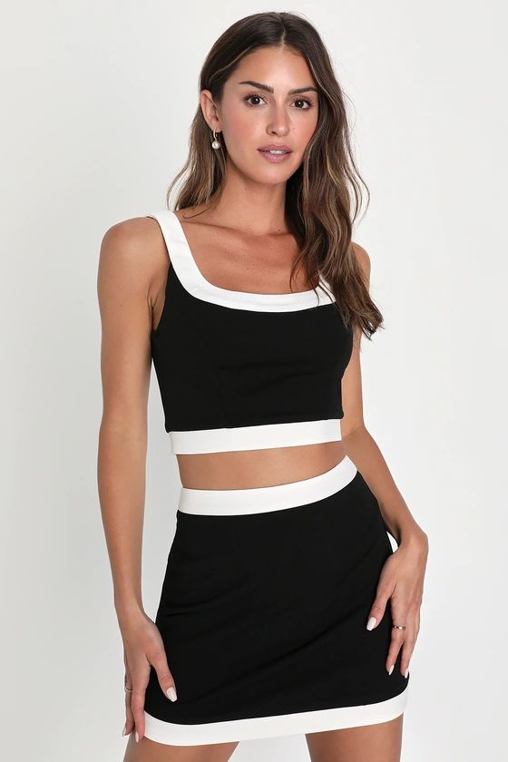 Totally Sensational Black Color Block Bodycon Mini Skirt | Lulus