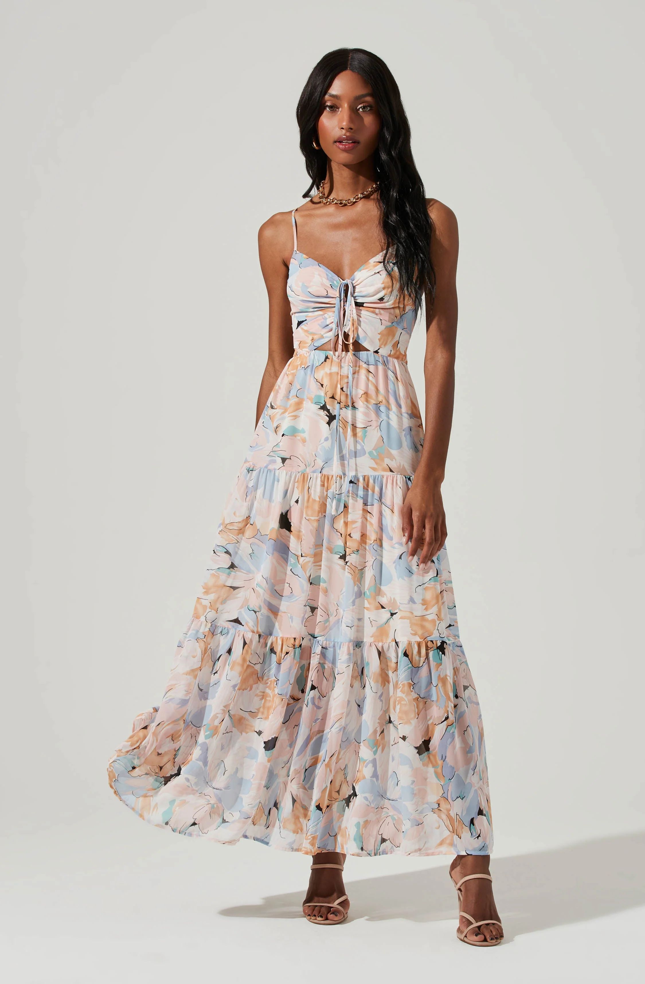 Brandy Floral Cinched Front Cutout Maxi Dress | ASTR The Label (US)