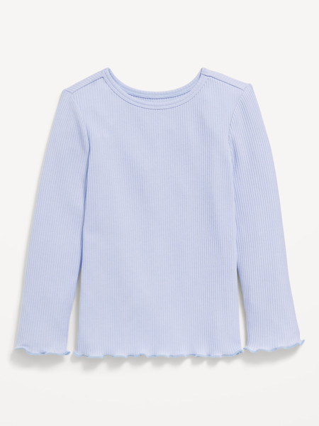 Long-Sleeve Lettuce-Edge Ribbed T-Shirt for Toddler Girls | Old Navy (US)
