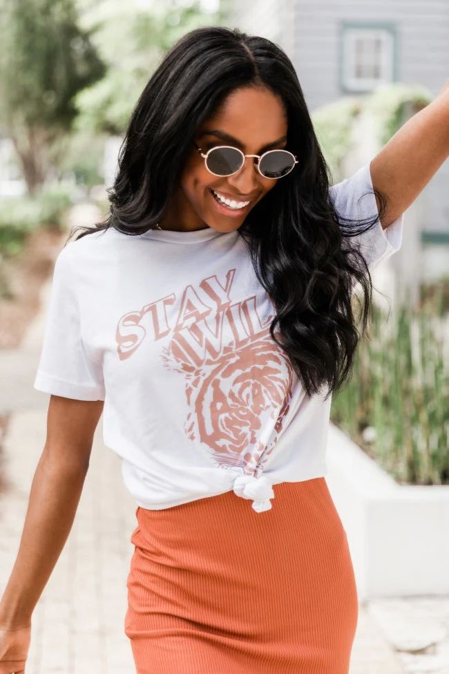 Stay Wild Tiger White Graphic Tee | Pink Lily