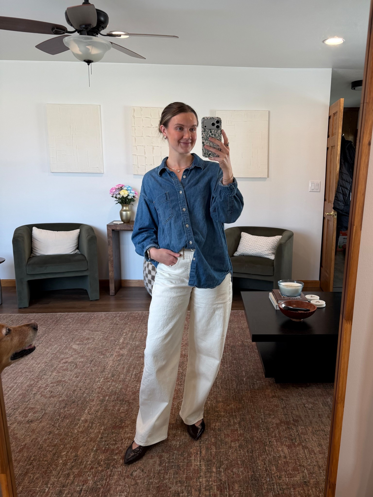 Business casual attire! Denim @Aritzia shirt and @abercrombie ballon denim - love this color!

Spring style, work wear, effortless style 

#LTKWorkwear #LTKootd