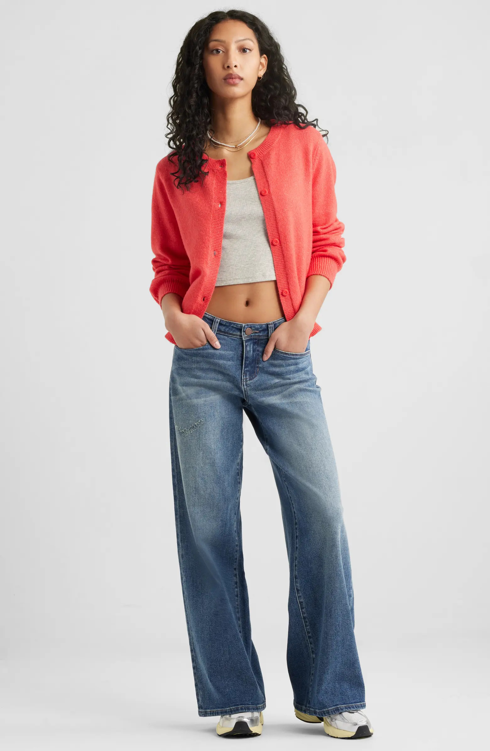 Crewneck Cotton Blend Cardigan | Nordstrom