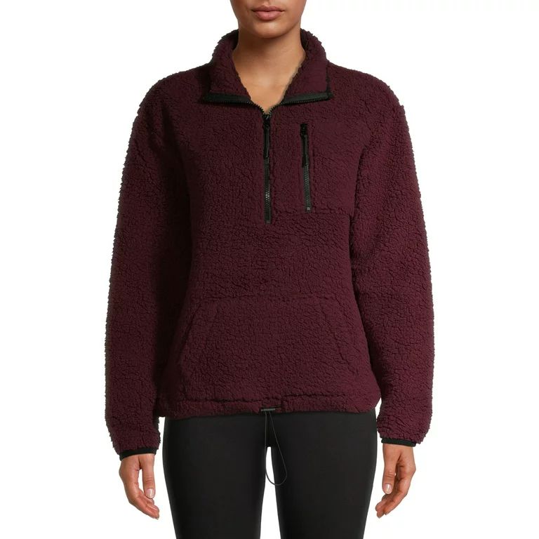 No Boundaries Juniors Half-Zip Faux Sherpa Pullover | Walmart (US)