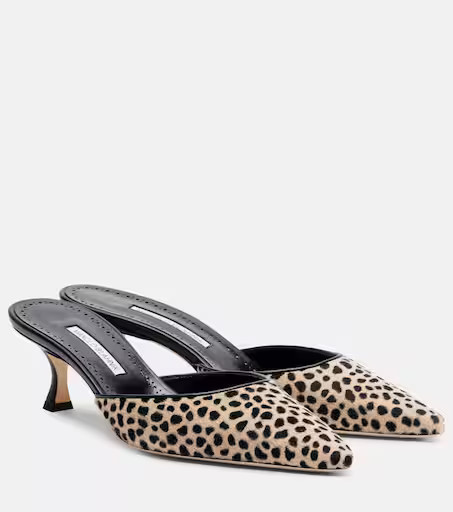 Carolyne 50 leopard-print calf hair mules | Mytheresa (UK)