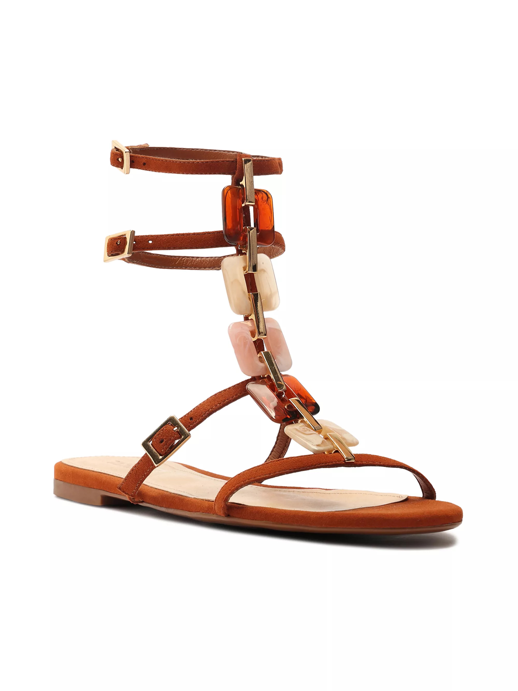 Cassandra Embellished Suede Flat Sandals | Saks Fifth Avenue