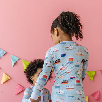 Birthday Cakes Two-Piece Bamboo Viscose Pajama Set | Little Sleepies