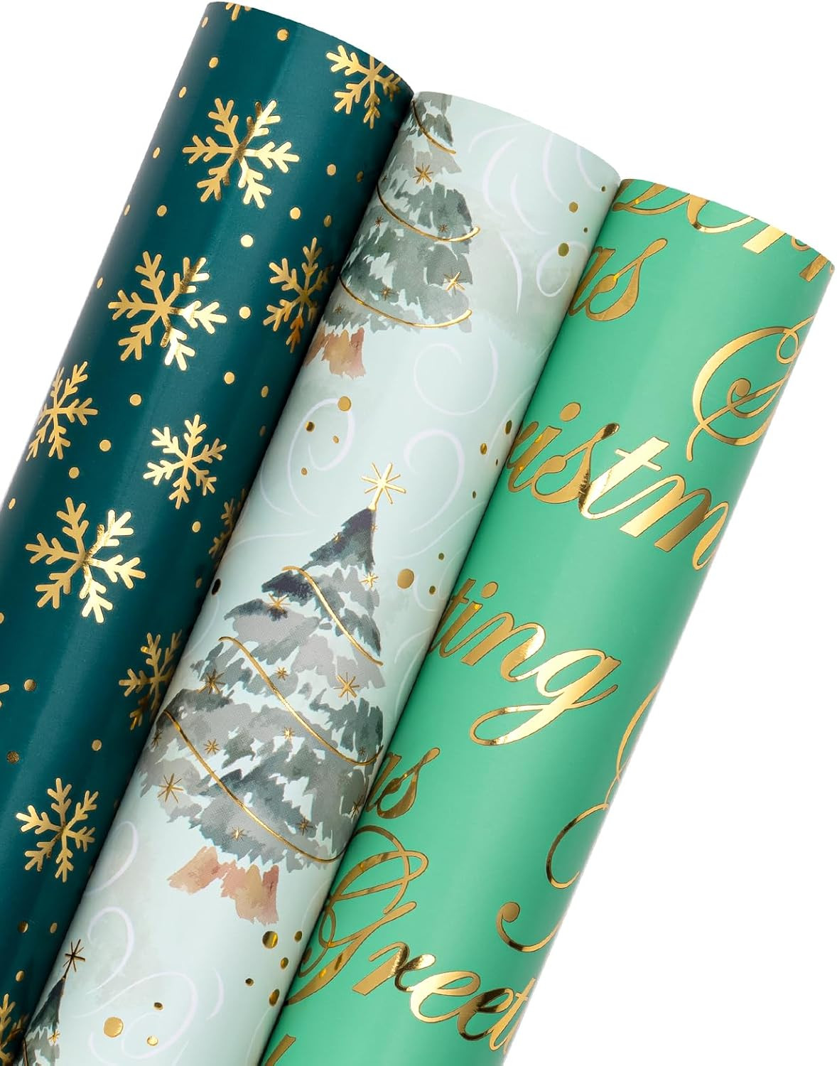 WRAPAHOLIC Christmas Wrapping Paper Roll - Mini Roll - 3 Rolls - 17 Inch X 120 Inch Per Roll - Gr... | Amazon (US)