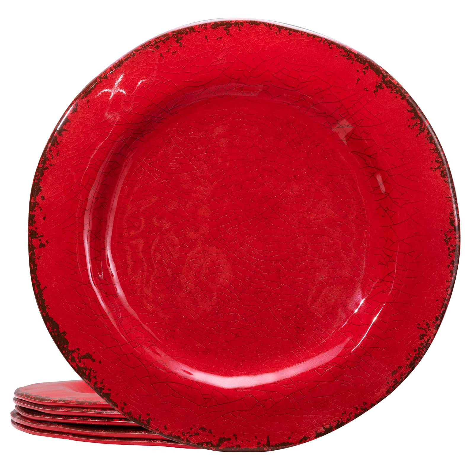 LEHAHA Melamine Plates, Rustic Outdoor Melamine Dinner Plates Set of 6, 11 inches, Large Dessert ... | Amazon (US)