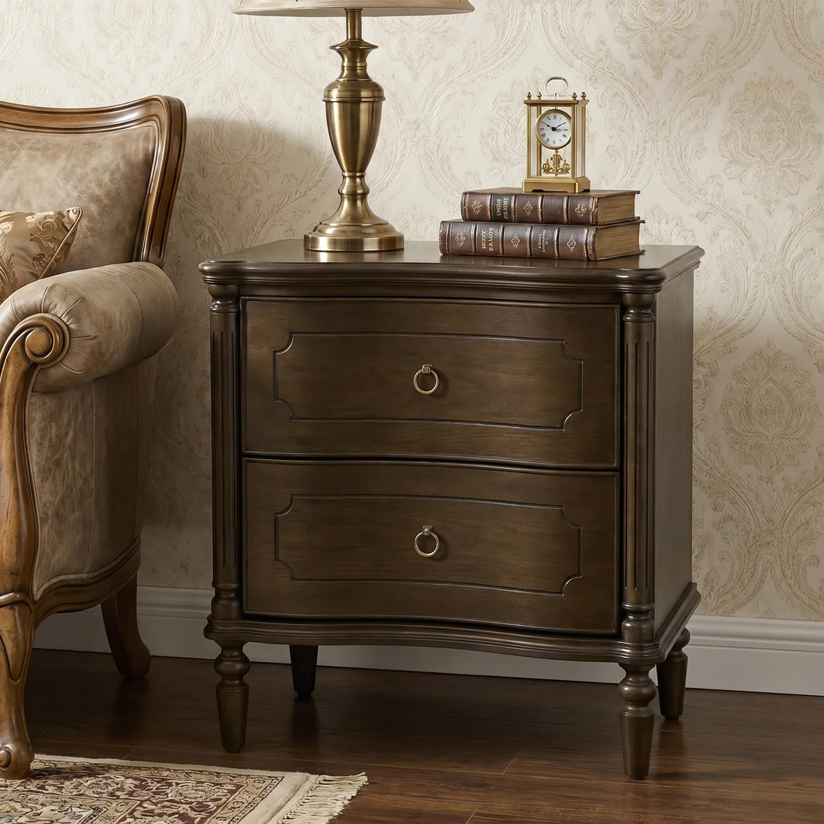Traditional 26''W 2-Drawer Solid Wood End Table With Curved Drawer Fronts | Wayfair North America