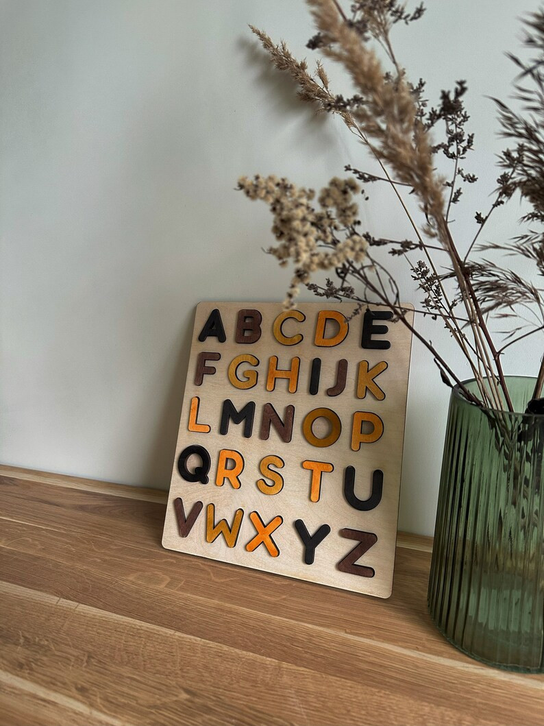 Wooden Alphabet Puzzle Natural ABC Puzzle Education Puzzle - Etsy | Etsy (US)