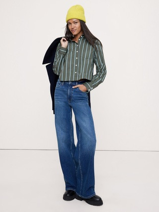 Cotton Poplin Ruffle-Back Shirt | Banana Republic (US)