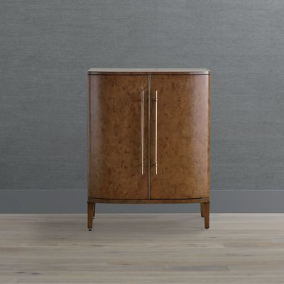 Brando Bar & Storage Cabinet with Burlwood Exterior & Brass Hardware | Frontgate