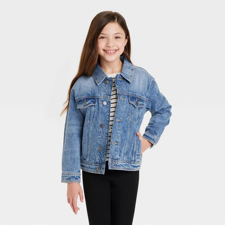 Girls' 'Love Always' Denim Jacket - Cat & Jack™ Medium Wash | Target