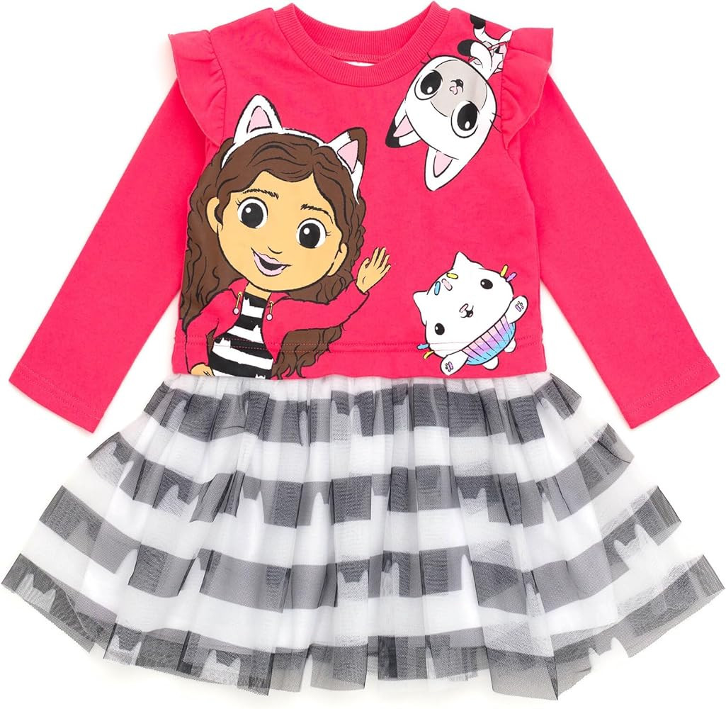 DREAMWORKS GABBY'S DOLLHOUSE Pandy Paws Cakey Cat Girls French Terry Dress Toddler to Big Kid | Amazon (US)