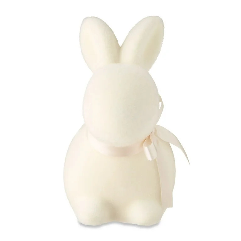 Easter Flocked Cream Bunny Decor, 9 in, by Way To Celebrate - Walmart.com | Walmart (US)